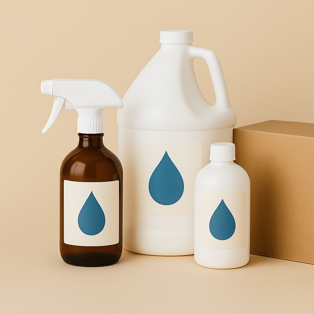 An antimicrobial product with a water drop on the label