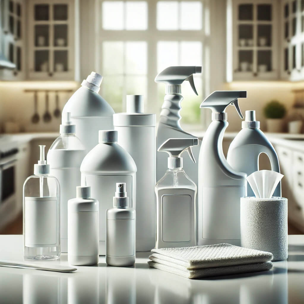 Household cleaning products displayed